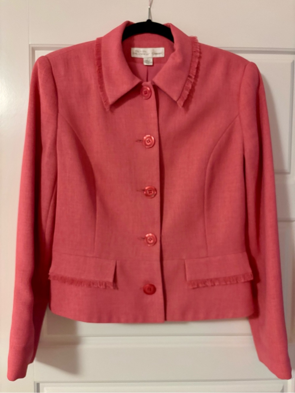 Vintage Conrad C Pink Button-Front Fringe Trim Blazer